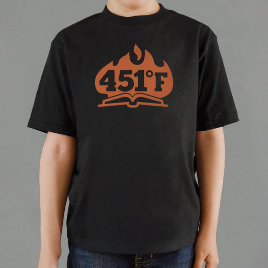 451 Fahrenheit Burning Book in Flames graphic Kids T-Shirt in Black