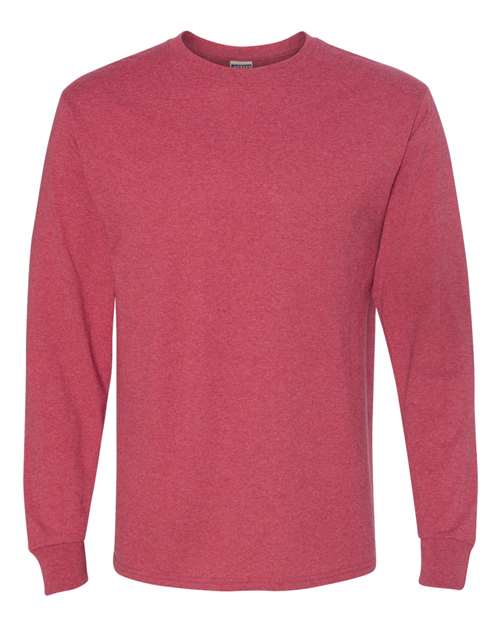 JERZEES Unisex Dri-Power® Long Sleeve 50/50 T-Shirt - Vintage Heather Red Front