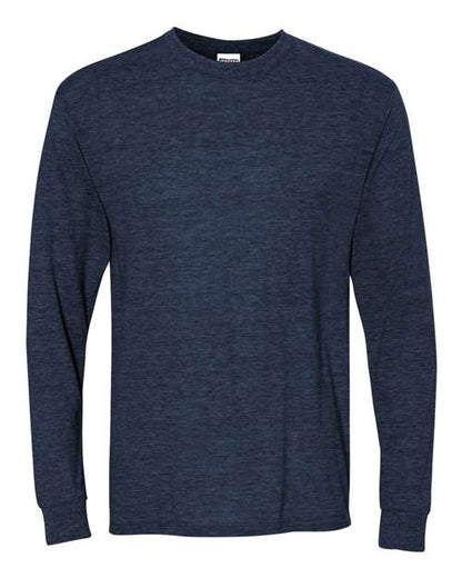 JERZEES Unisex Dri-Power® Long Sleeve 50/50 T-Shirt - Vintage Heather Navy Front