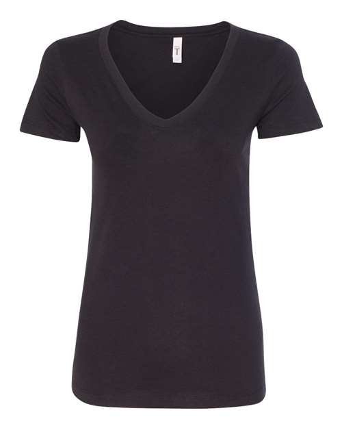 Next Level Women's Ideal V-Neck Tee - Black Front