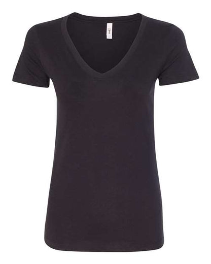 Next Level Women's Ideal V-Neck Tee - Black Front