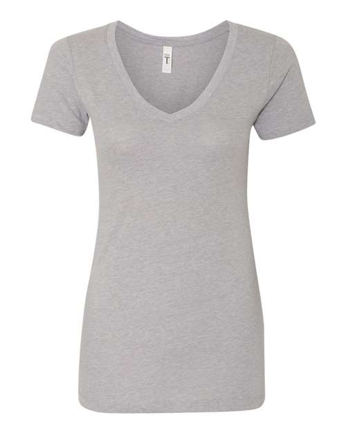 Next Level Women's Ideal V-Neck Tee - Heather Grey Front