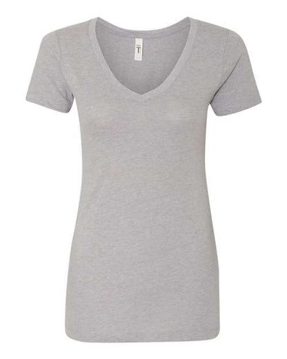Next Level Women's Ideal V-Neck Tee - Heather Grey Front