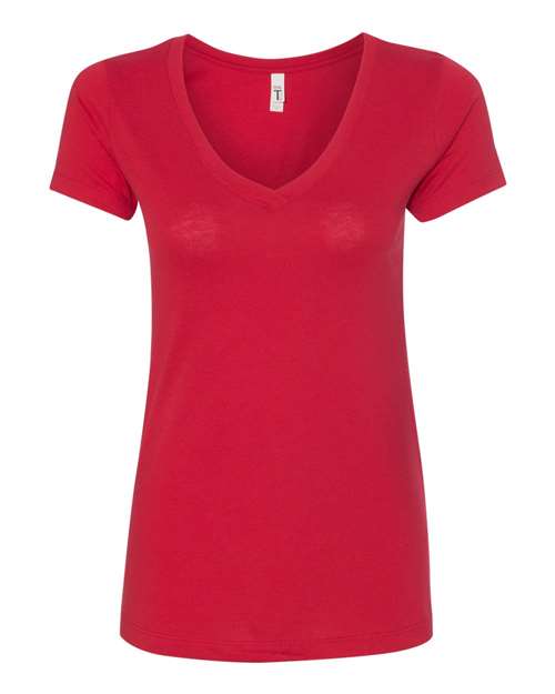 Next Level Women's Ideal V-Neck Tee - Red Front