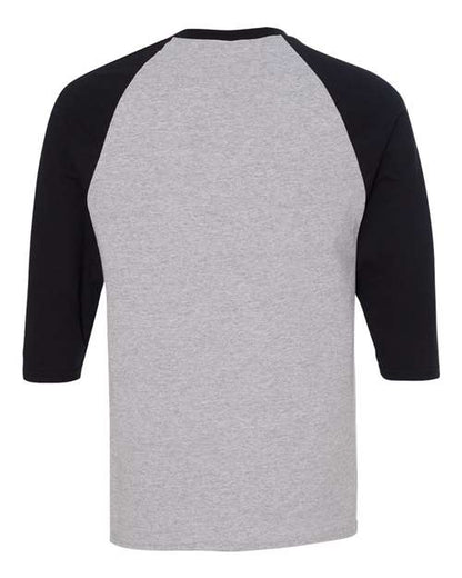 Unisex Heavy Cotton™ Raglan Three-Quarter Sleeve T-Shirt - Sport Grey/ Black Back