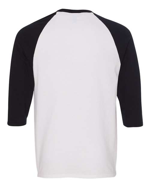 Unisex Heavy Cotton™ Raglan Three-Quarter Sleeve T-Shirt - White/ Black Back