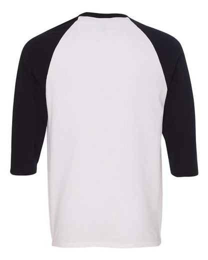 Unisex Heavy Cotton™ Raglan Three-Quarter Sleeve T-Shirt - White/ Black Back