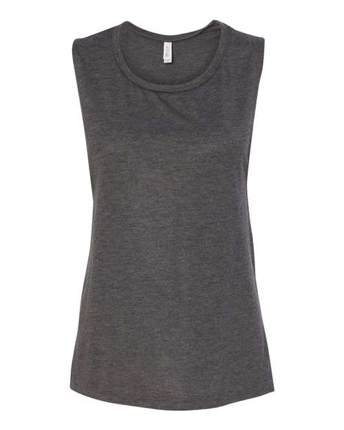 BELLA + CANVAS Women's Flowy Scoop Muscle Tank - Dark Grey Heather Front