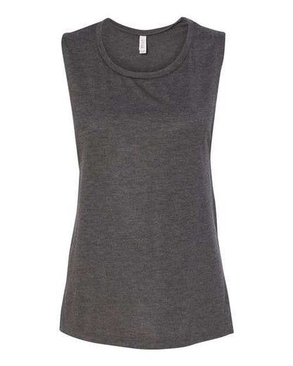 BELLA + CANVAS Women's Flowy Scoop Muscle Tank - Dark Grey Heather Front