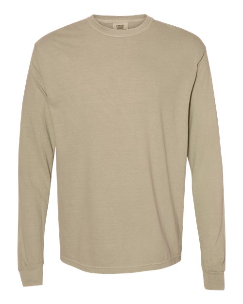Comfort Colors Unisex Garment-Dyed Heavyweight Long Sleeve T-Shirt - Khaki Front