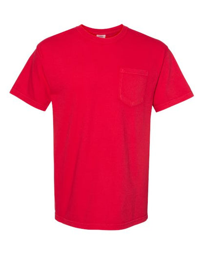 Unisex Garment-Dyed Heavyweight Pocket T-Shirt - Red Front