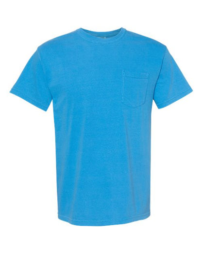 Unisex Garment-Dyed Heavyweight Pocket T-Shirt - Royal Caribe Front