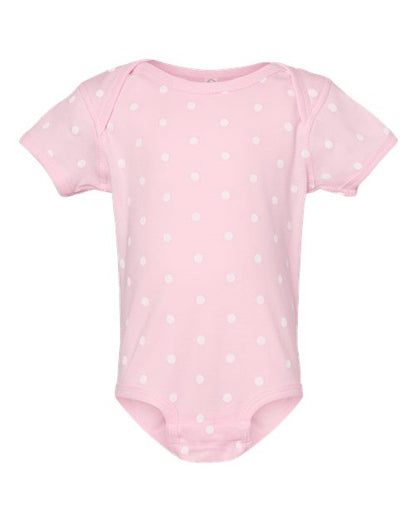 Rabbit Skins Infant Baby Rib Bodysuit - Ballerina/ White Dot Front