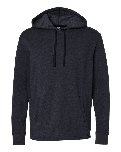 Next Level Unisex Malibu Welt Pocket Hoodie Sweatshirt - Heather Midnight Navy Front