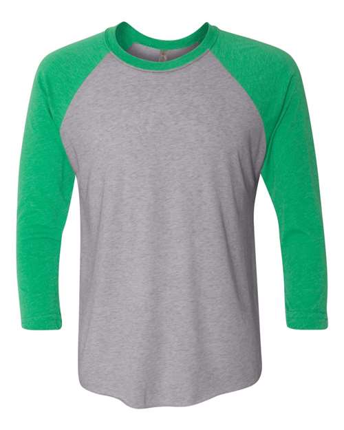 Next Level Unisex Triblend Three-Quarter Raglan Tee - Envy Sleeves/ Premium Heather Body Front
