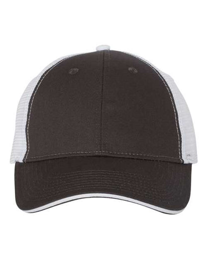 Valucap Sandwich Trucker Cap - Charcoal/ White Front