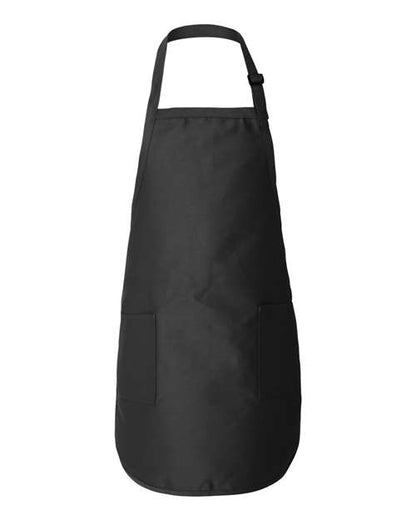 Q-Tees Full-Length Apron with Pockets - Black Front
