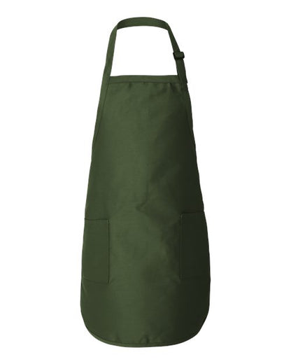 Q-Tees Full-Length Apron with Pockets - Forest Front