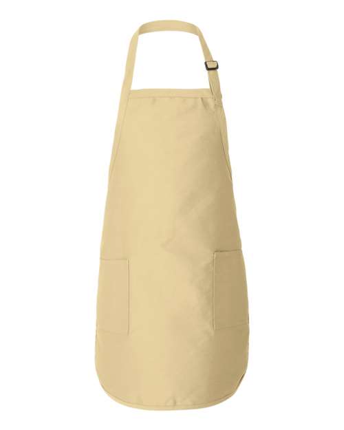 Q-Tees Full-Length Apron with Pockets - Natural Front
