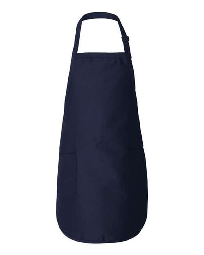 Q-Tees Full-Length Apron with Pockets - Navy Front