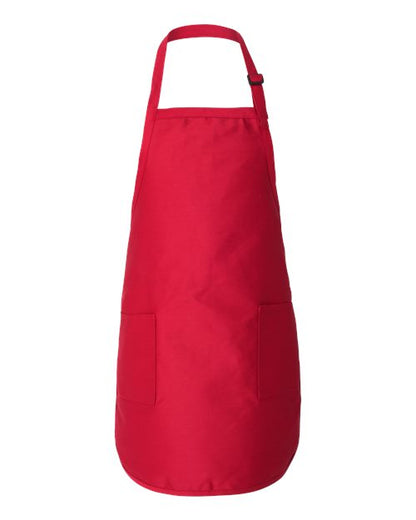 Q-Tees Full-Length Apron with Pockets - Red Front