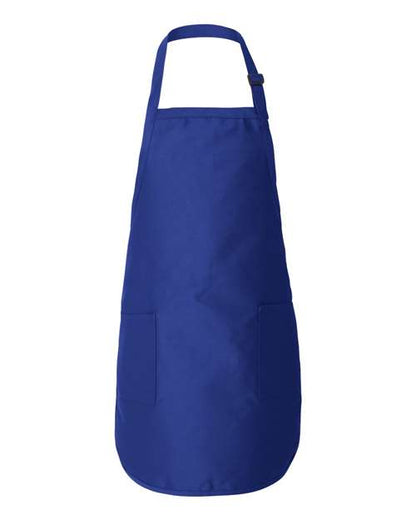 Q-Tees Full-Length Apron with Pockets - Royal Front