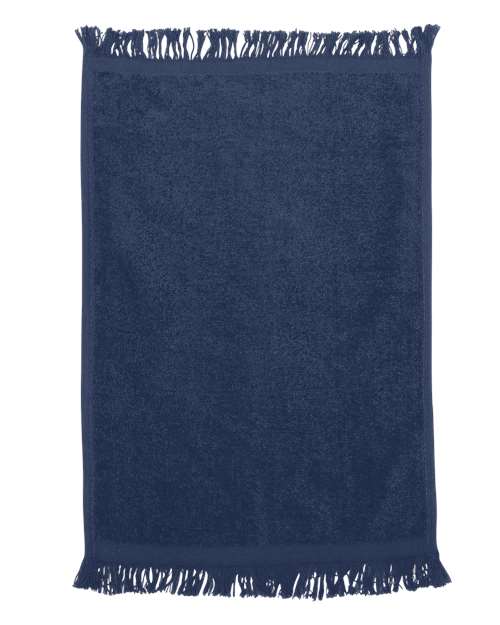 Q-Tees Fringed Fingertip Towel - Navy Front