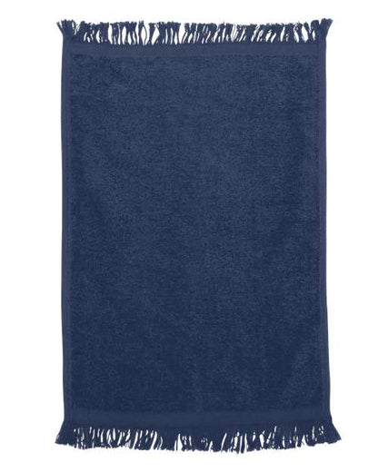 Q-Tees Fringed Fingertip Towel - Navy Front
