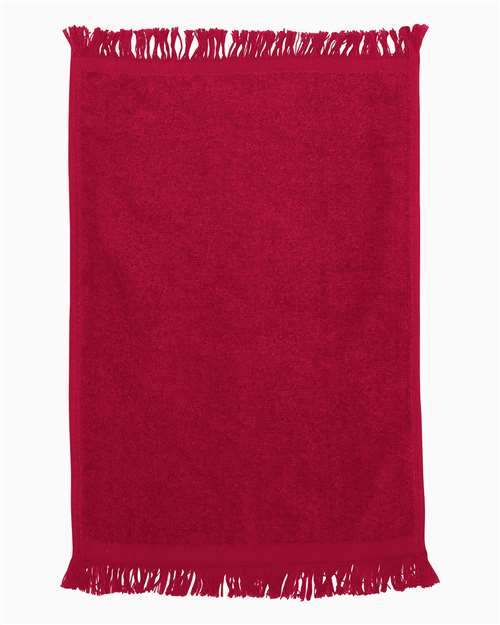 Q-Tees Fringed Fingertip Towel - Red Front