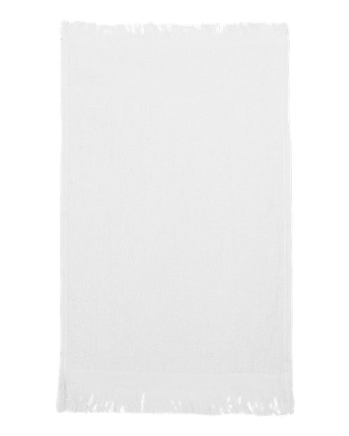 Q-Tees Fringed Fingertip Towel - White Front