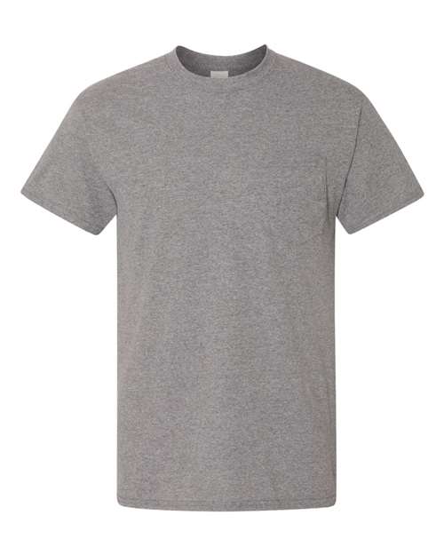 Unisex DryBlend® Pocket T-Shirt - Graphite Heather Front