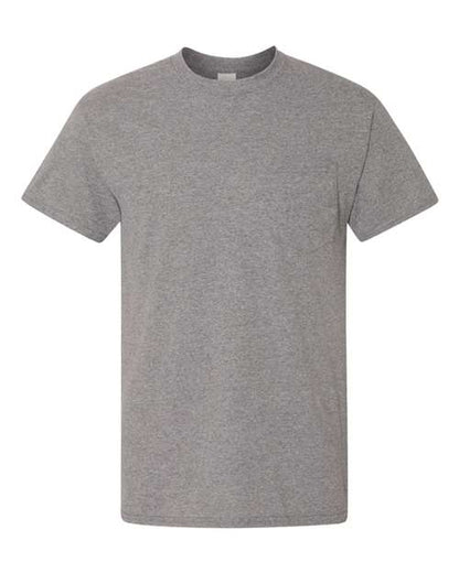 Unisex DryBlend® Pocket T-Shirt - Graphite Heather Front