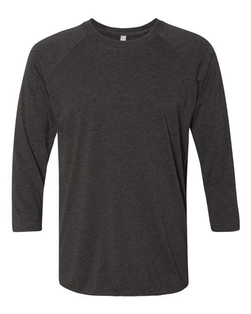Next Level Unisex Triblend Three-Quarter Raglan Tee - Vintage Black Sleeves/ Vintage Black Body Front