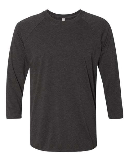 Next Level Unisex Triblend Three-Quarter Raglan Tee - Vintage Black Sleeves/ Vintage Black Body Front