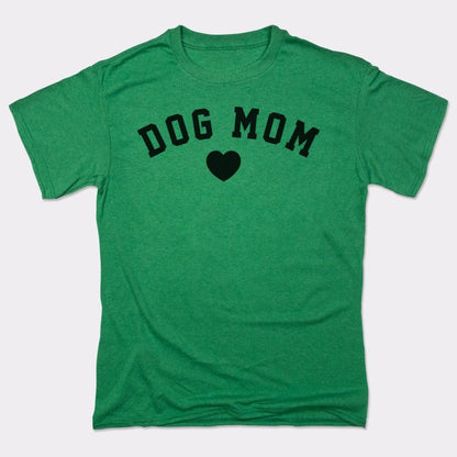 Dog Mom with Heart Varsity Text graphic Unisex Heavyweight T-Shirt in Kelly Green Heather
