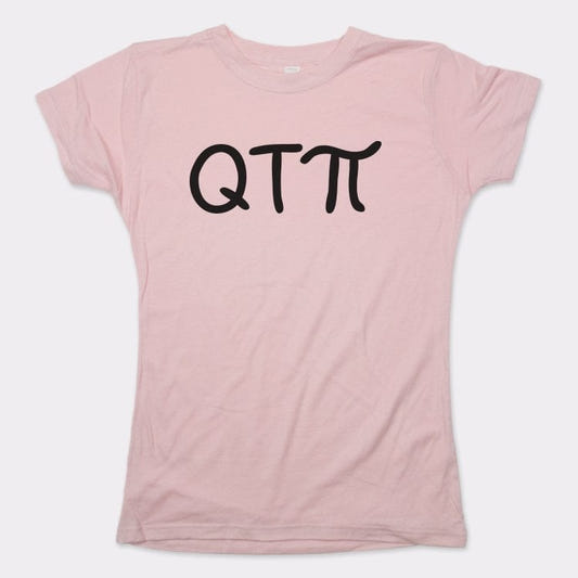 Cutie Pi Math Pun with Pi Symbol graphic Women's T-Shirt in Soft Pink