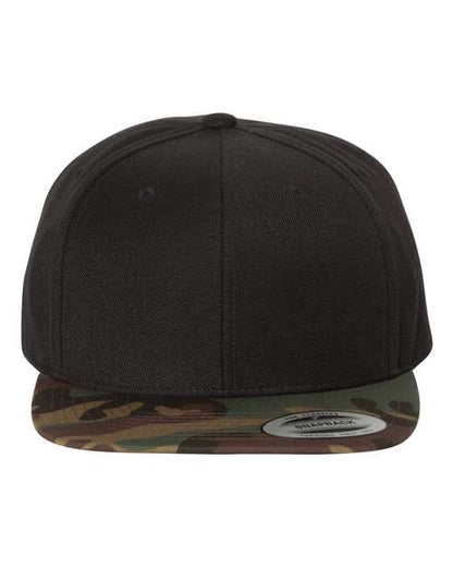 YP Classics Premium Flat Bill Snapback Cap - Black/ Camo Front