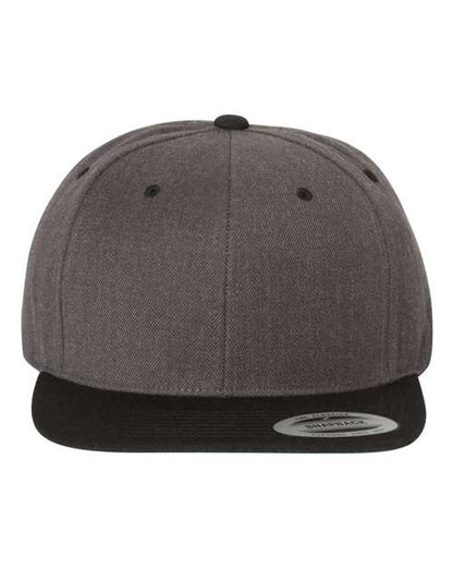 YP Classics Premium Flat Bill Snapback Cap - Dark Heather/ Black Front