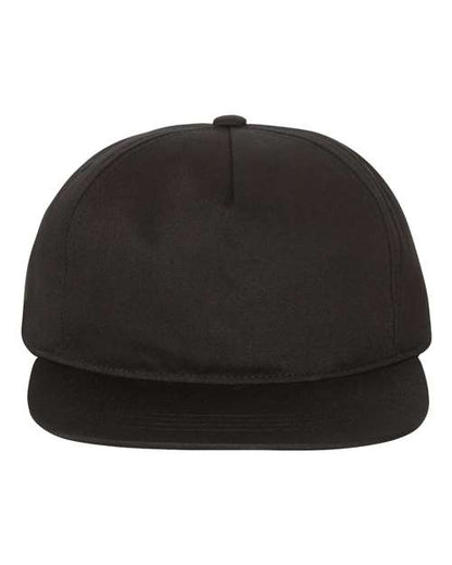 YP Classics Lightly-Structured Five-Panel Snapback Cap - Black Front