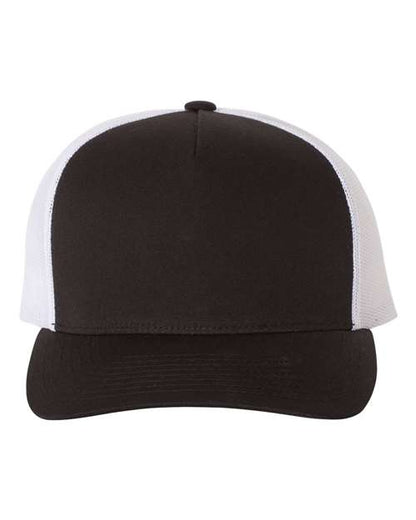 YP Classics Five-Panel Retro Trucker Cap - Black/ White Front