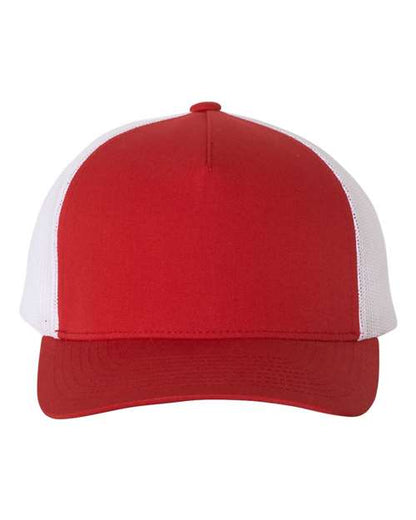 YP Classics Five-Panel Retro Trucker Cap - Red/ White Front