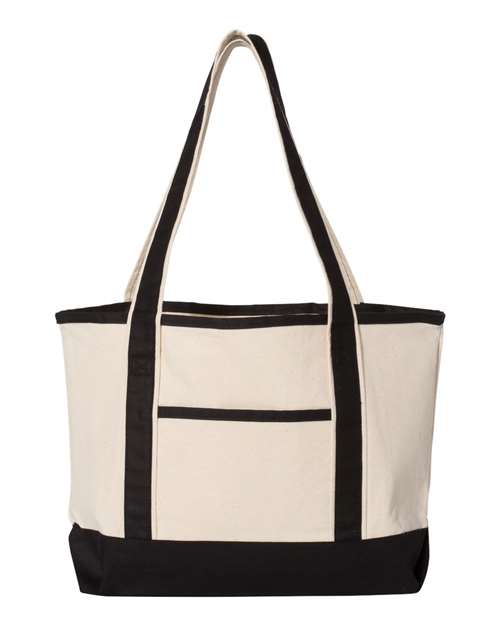 Q-Tees 20L Small Deluxe Tote - Natural/ Black Front