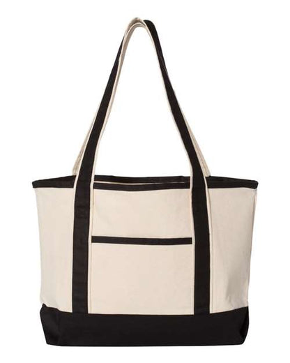 Q-Tees 20L Small Deluxe Tote - Natural/ Black Front