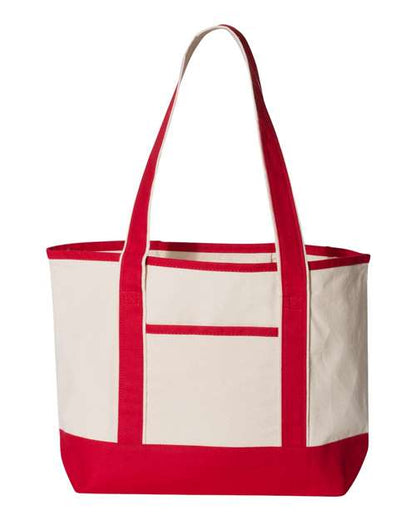 Q-Tees 20L Small Deluxe Tote - Natural/ Red Front