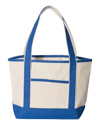 Q-Tees 20L Small Deluxe Tote - Natural/ Royal Front