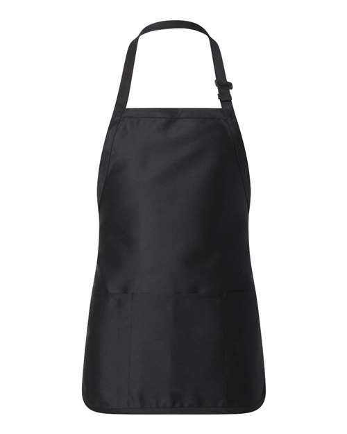 Q-Tees Full-Length Apron with Pouch Pocket - Black Front