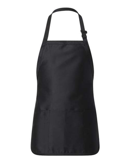 Q-Tees Full-Length Apron with Pouch Pocket - Black Front