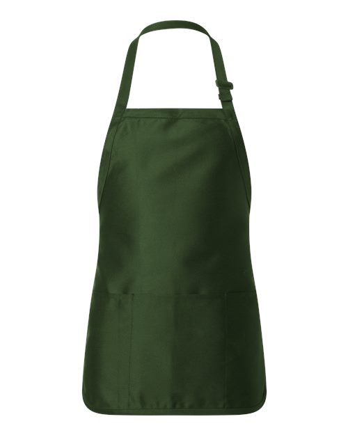 Q-Tees Full-Length Apron with Pouch Pocket - Forest Front