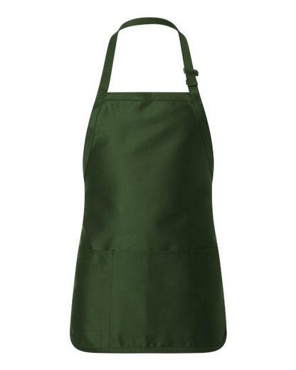 Q-Tees Full-Length Apron with Pouch Pocket - Forest Front