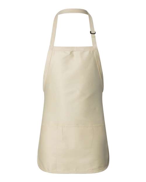 Q-Tees Full-Length Apron with Pouch Pocket - Natural Front
